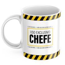 Caneca Xicara de Café ou Chá de Porcelana Personalizada Uso Exclusivo do Chefe Divertida Engraçada para Presente Criativ