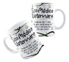 Caneca Xícara de Cerâmica Porcelana Profissão Medicina Veterinária Veterinário