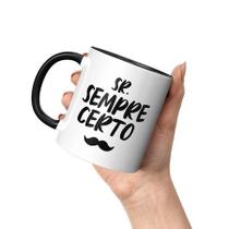 Caneca xícara de porcelana cerâmica casal Sr Sempre Certo Sra Dona da razão para presente