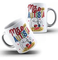 Caneca Xícara de Porcelana Cerâmica Personalizada Mãe Pai de Autista Campanha abril Azul MD3