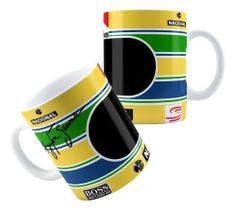 Caneca Xícara de Porcelana Cerâmica Personalizada Piloto Formula 1 Ayrton Sem na Caneca Xícara de Porcelana Cerâmica Personalizada Piloto Formula 1 Ayrton Sem na