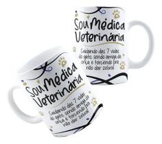 Caneca Xícara de Porcelana Cerâmica Profissão Medicina Veterinária Veterinário