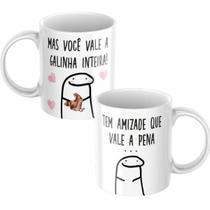 Caneca Xicara de Porcelana Personalizada Meme Flork Amizade melhor amigos