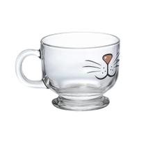 Caneca Xícara De Vidro Jumbo Sopa Caldo Cereal Gato 500ml