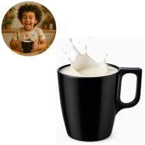 Caneca Xícara de Vidro Opalino Preta 250ml Moderna