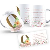 Caneca Xícara Personalizada com Nome Presente Floral