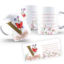 Caneca Xícara Personalizada com Nome Presente Floral
