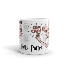 Caneca Xícara personalizada Dobby com café e sem café Harry Potter com caixa de presente
