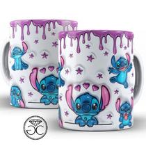 Caneca Xícara Personalizada Lilo e Stitch Disney Efeito 3D - Porcelana 325ml