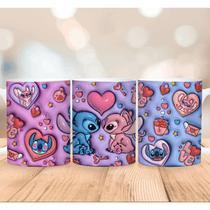 Caneca Xícara Personalizada Lilo e Stitch Disney Efeito 3D - Porcelana 325ml