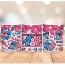 Caneca Xícara Personalizada Lilo e Stitch Disney Efeito 3D - Porcelana 325ml