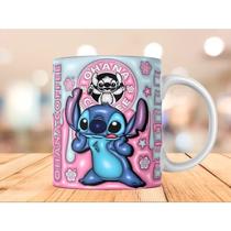 Caneca Xícara Personalizada Lilo e Stitch Disney Efeito 3D - Porcelana 325ml