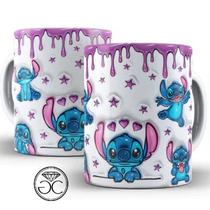 Caneca Xícara Personalizada Lilo e Stitch Disney Efeito 3D - Porcelana 325ml