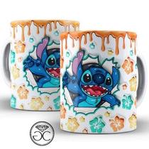 Caneca Xícara Personalizada Lilo e Stitch Disney Efeito 3D - Porcelana 325ml