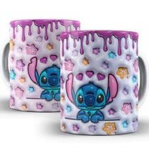 Caneca Xícara Personalizada Lilo e Stitch Disney Efeito 3D - Porcelana 325ml
