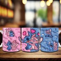Caneca Xícara Personalizada Lilo e Stitch Disney Efeito 3D - Porcelana 325ml