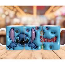 Caneca Xícara Personalizada Lilo e Stitch Disney Efeito 3D - Porcelana 325ml