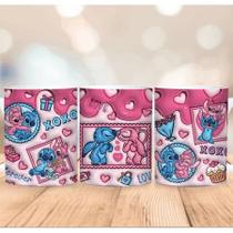 Caneca Xícara Personalizada Lilo e Stitch Disney Efeito 3D - Porcelana 325ml