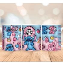 Caneca Xícara Personalizada Lilo e Stitch Disney Efeito 3D - Porcelana 325ml