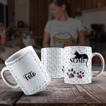 Caneca xícara porcelana Dog cachorro com nome e foto - Kj personalizados