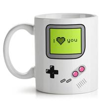 Caneca Xícara Porcelana Gamer Nintendo Retro I Love You