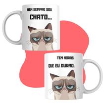 Caneca Xícara Porcelana Presente Meme Gato Mal Humorado Nem Sempre sou Chato
