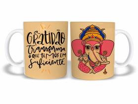 Caneca Yoga Meditação Gratidão Ganesha de Plástico Rígido