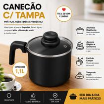 Canecão Antiaderente Com Tampa Vidro N12 Leiteira Teflon Canecão Antiaderente Com Tampa Vidro N12 Leiteira Teflon