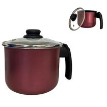 Canecão Antiaderente Fervedor Leiteira 14 Cm Teflon Com Tampa de Vidro
