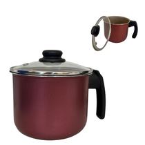 Canecão Caneco Leiteira Fervedor Com Tampa de Vidro Antiaderente Teflon No 14 - 1,6 L Cereja e Bege