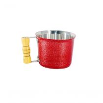 Canecão De Alumínio Cabo Madeira 1 Litro Vermelho