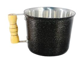 Canecão de Alumínio Fundido Craqueado Cabo Madeira 1 Preto Litro