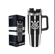 Canecâo termico inox com tampa e canudo 1200ml corinthians