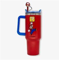 Canecão Tumbler 1,15l Super Mario Inox Com Canudo E Pingente Zona Criativa