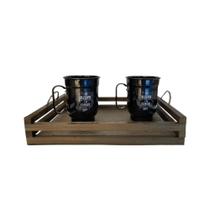 Canecas (2) Preta Cerveja aluminio 600ml c bandeja churrasco Canecas (2) Preta Cerveja aluminio 600ml c bandeja churrasco