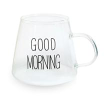 Canecas 350Ml Good Morning Cup Glass Com Alça Café Da Manhã Exclusivo Para Suco De Leite Bebida kit de copo cozinha decoração - Majestic