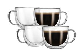 Canecas de café de vidro CNGLASS Double Wall 240mL, conjunto de 4