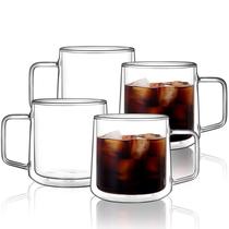 Canecas de café de vidro CNGLASS Double Walled 450 ml (pacote com 4)