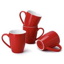 Canecas de café Sweese Porcelain 473 ml, conjunto de 4 vermelhas Canecas de café Sweese Porcelain 473 ml, conjunto de 4 vermelhas