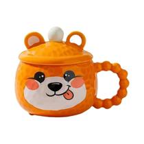 Canecas De Cerâmica Com Animais Fofos Para Meninas Com Tampa, Copos De Café E Leite Para Casa E