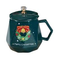 Canecas De Cerâmica De Natal Com Tema De Papai Noel E Rena, Com Tampa E Colher, Criativas Para Café,