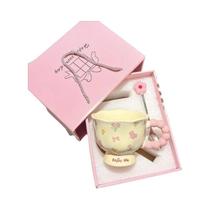 Canecas De Cerâmica Tulipa Para Presente De Aniversário De Meninas, Canecas Florais, Novas Caixas De