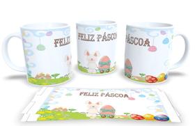 Canecas de Porcelana Branca Personalizadas Feliz Pascoa