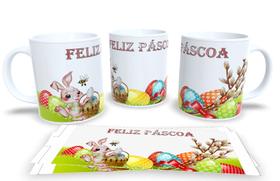 Canecas de Porcelana Branca Personalizadas Feliz Pascoa