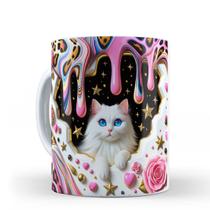 Canecas de Porcelana do Gato 3D de Café Personalizada Ceramica 325ml