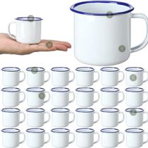Canecas esmaltadas de café 80ml 24un branca acampamento metal clássicas portáteis fogueira copos vintage alça chá leite
