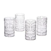 Canecas Fun Express Tiki Plastic Clear 400 ml (conjunto de 8)