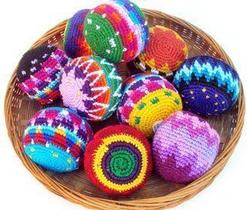 Canecas Hacky Ball Funny Guy, conjunto de 3 em crochê multicoloridas