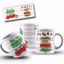 Canecas Natalinas de Porcelana Branca Personalizada Natal