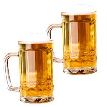 Canecas Para Chopp Cerveja 2 Unid Vidro Grosso 375ml Premium